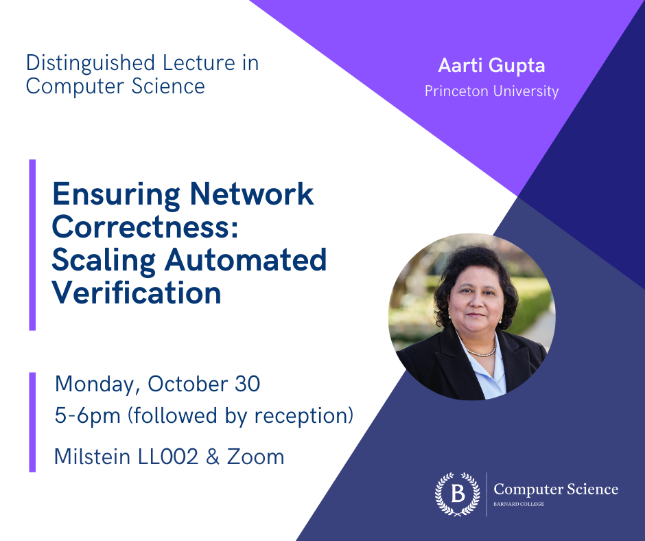 Flyer for CS Distinguished Lecture by Prof.Aarti Gupta