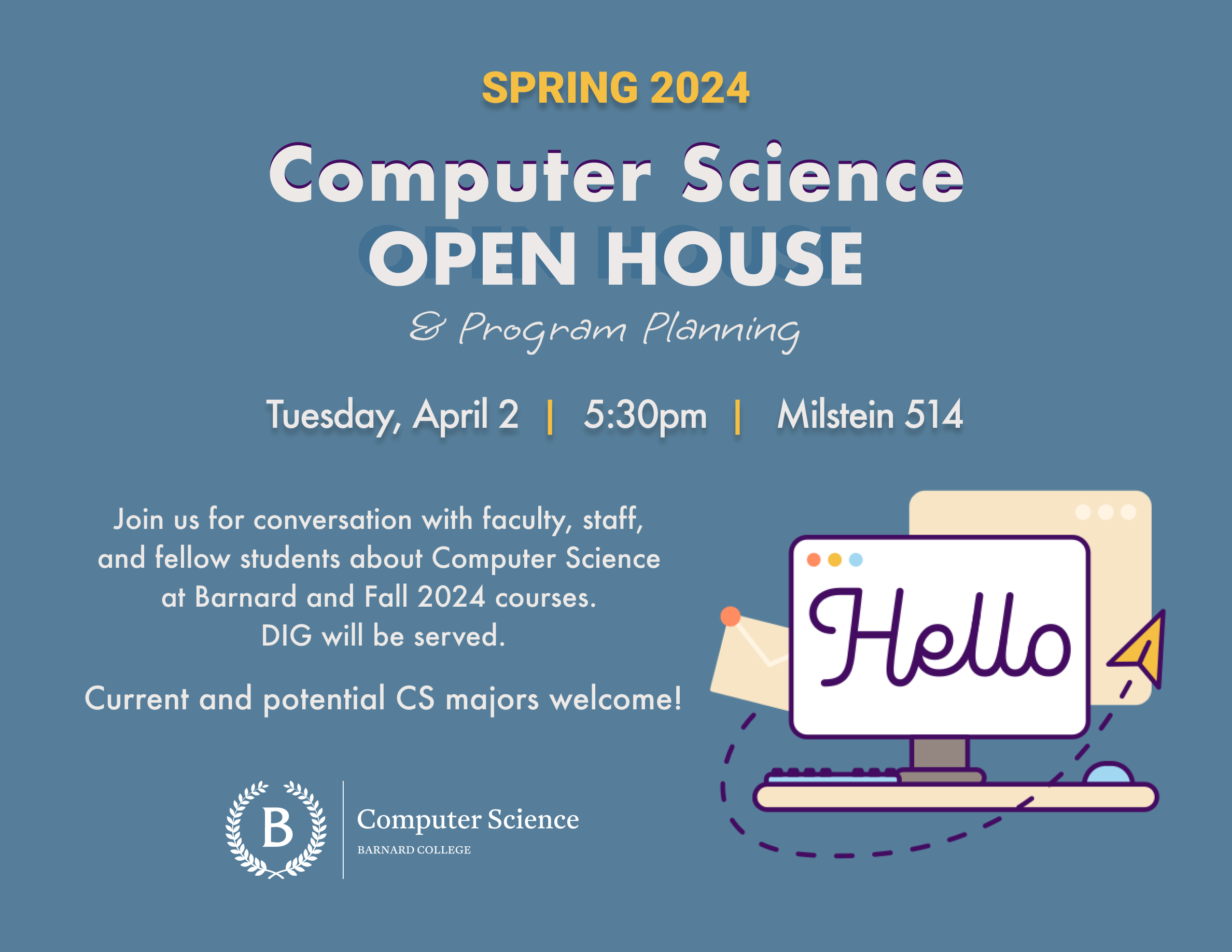 Computer Science Open House Spring 2024 | Barnard Computer Science